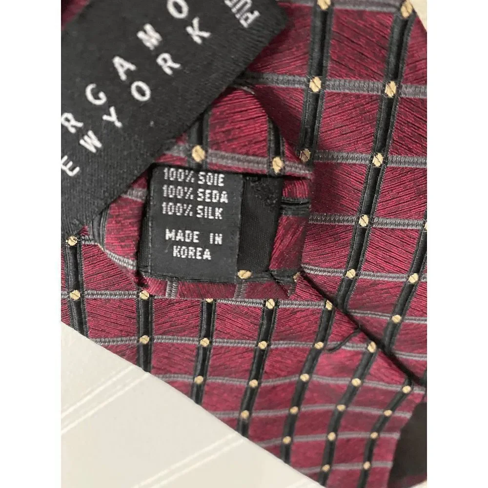 Bergamo Men’s Handmade Geometric Pure Silk Neck Tie Burgundy